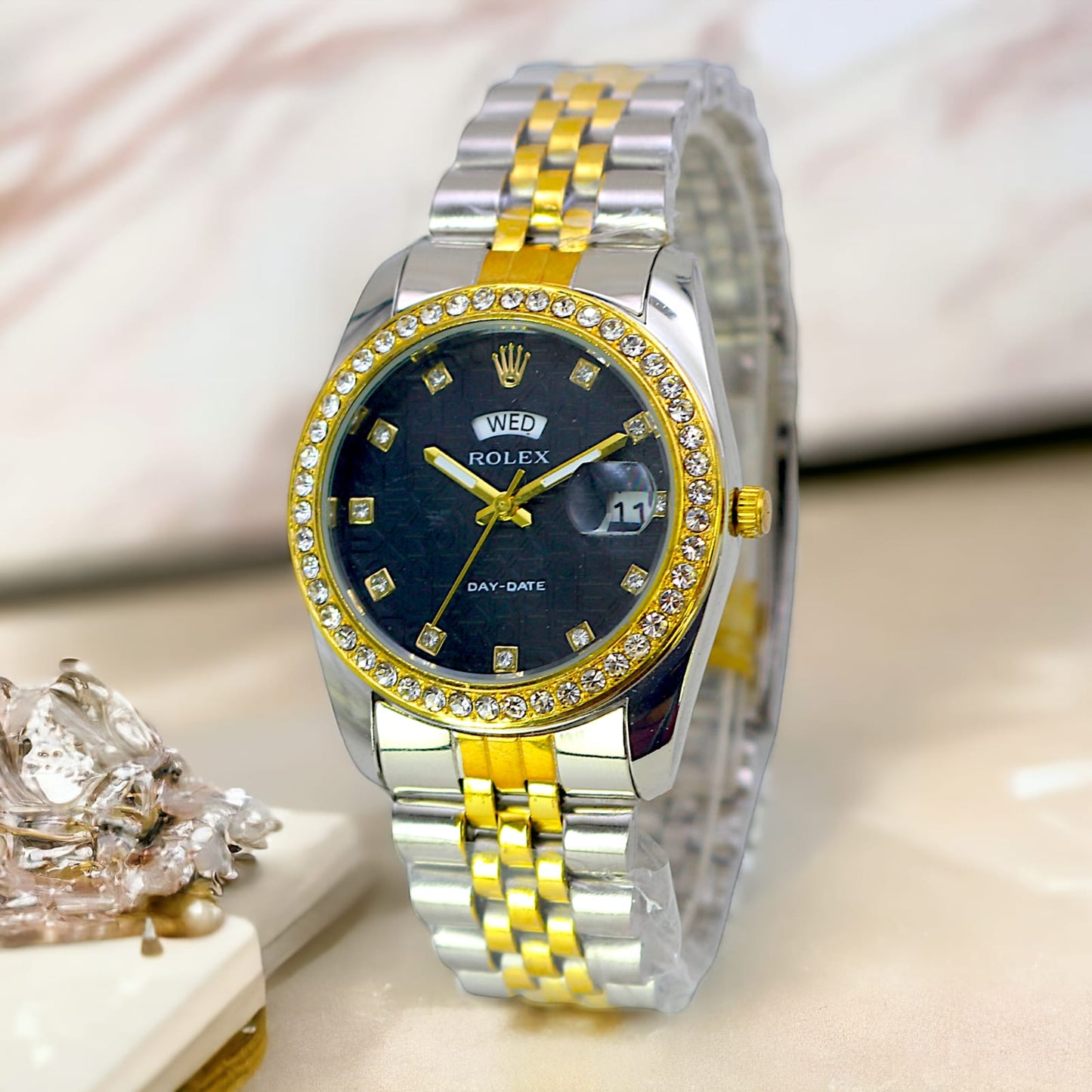 Rolex Luxury Stone With Chain Ladies Wristwatch