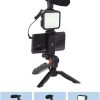 Vlogging Video Making Kit With Light, Table Tripod Stand, Microphone, Phone Holder, Bluetooth Remotesmart Phone